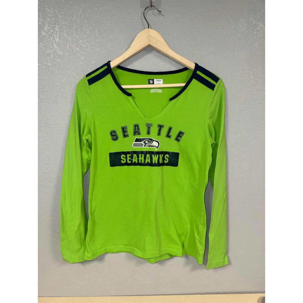 NFL Team Apparel Seattle Seahawks Womens Action Green Long Sleeve Shirt Large